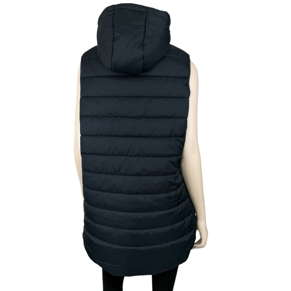 New Balance Puffer Vest Women Large Black Full Zip Hoodie Pockets NWT - Picture 3 of 16